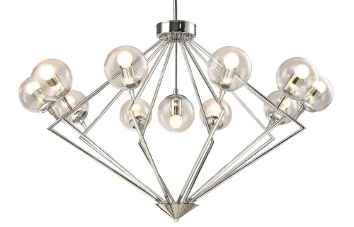 Люстра подвесная FABRICIO SP11 CHROME/TRANSPARENTE Crystal Lux прозрачная на 11 ламп, основание хром в стиле лофт шар фото 2 Люстра подвесная FABRICIO SP11 CHROME/TRANSPARENTE Crystal Lux прозрачная на 11 ламп, основание хром в стиле лофт шар фото 2